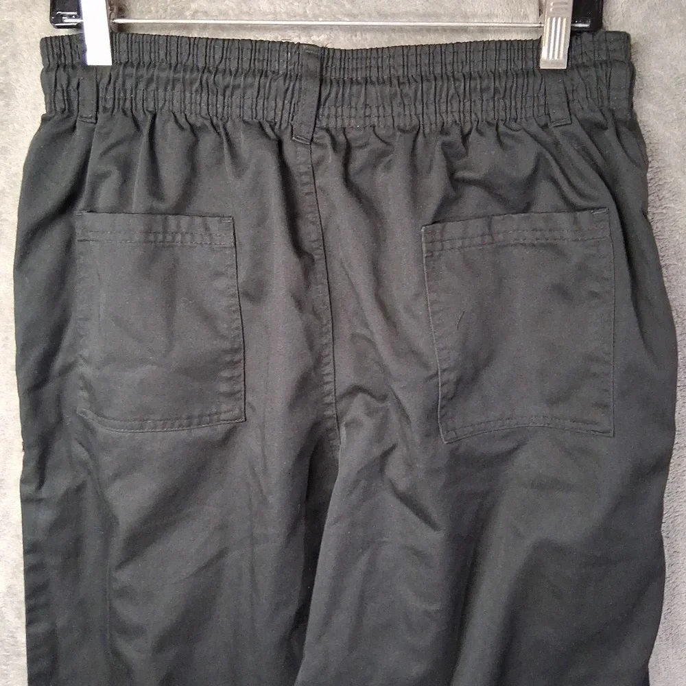 New Chef Pants Adult Size Large Black Baggy Elastic Stretchable Waist Inseam 31